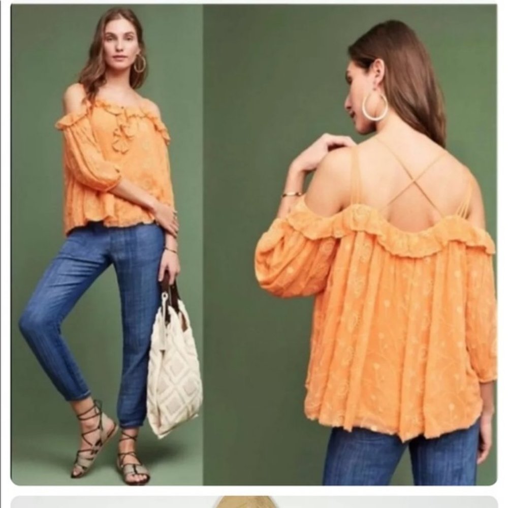 Floreat Maryana Flowy  Blouse Deep Apricot - NWT